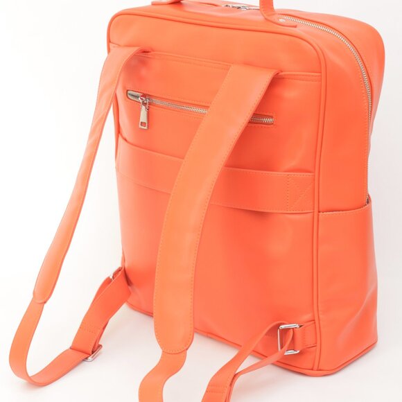 ORANGE BACKPACK MONOCHROME VEGAN LEATHER - Picture 1 of 4